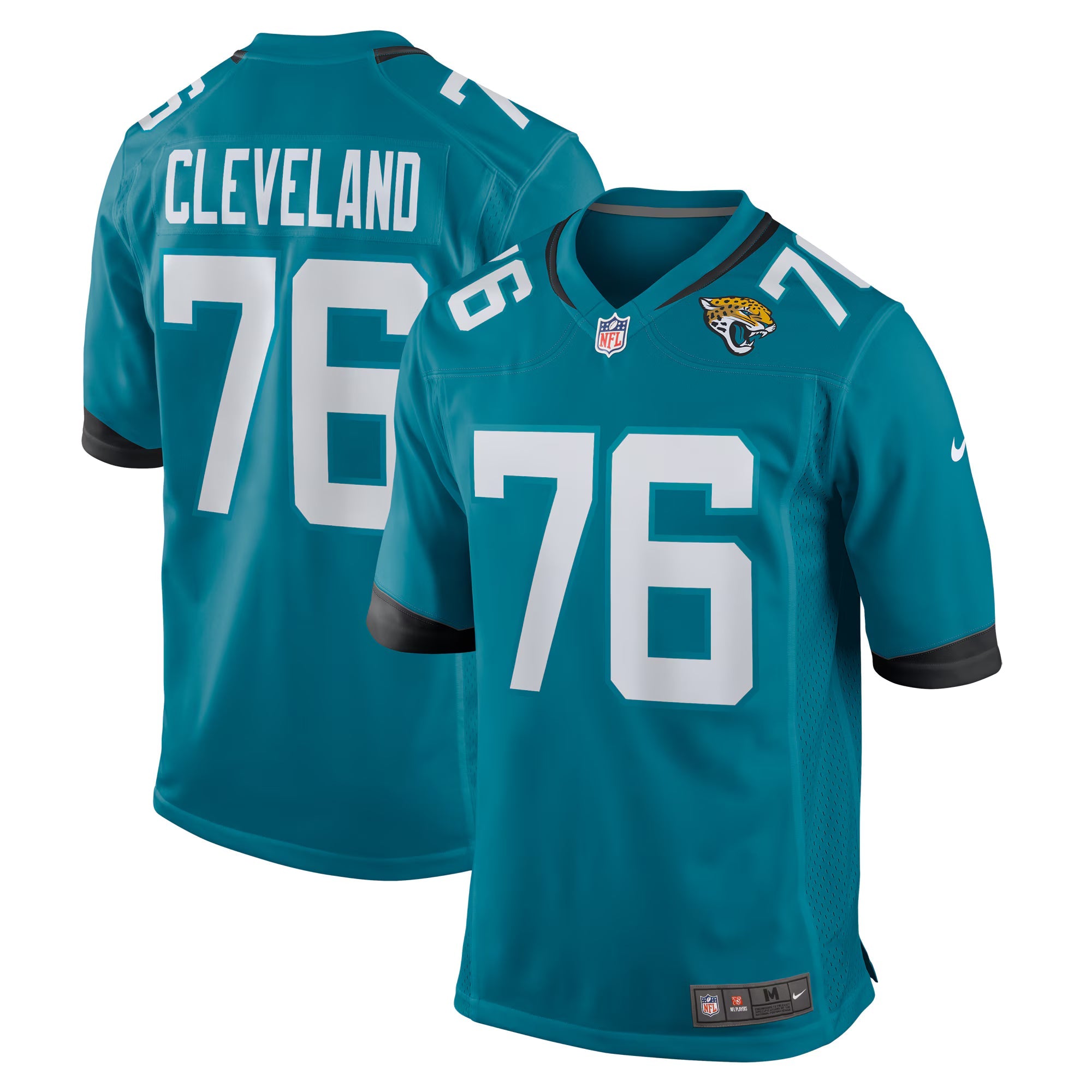 Jacksonville Jaguars Ezra Cleveland Teal Game Jersey