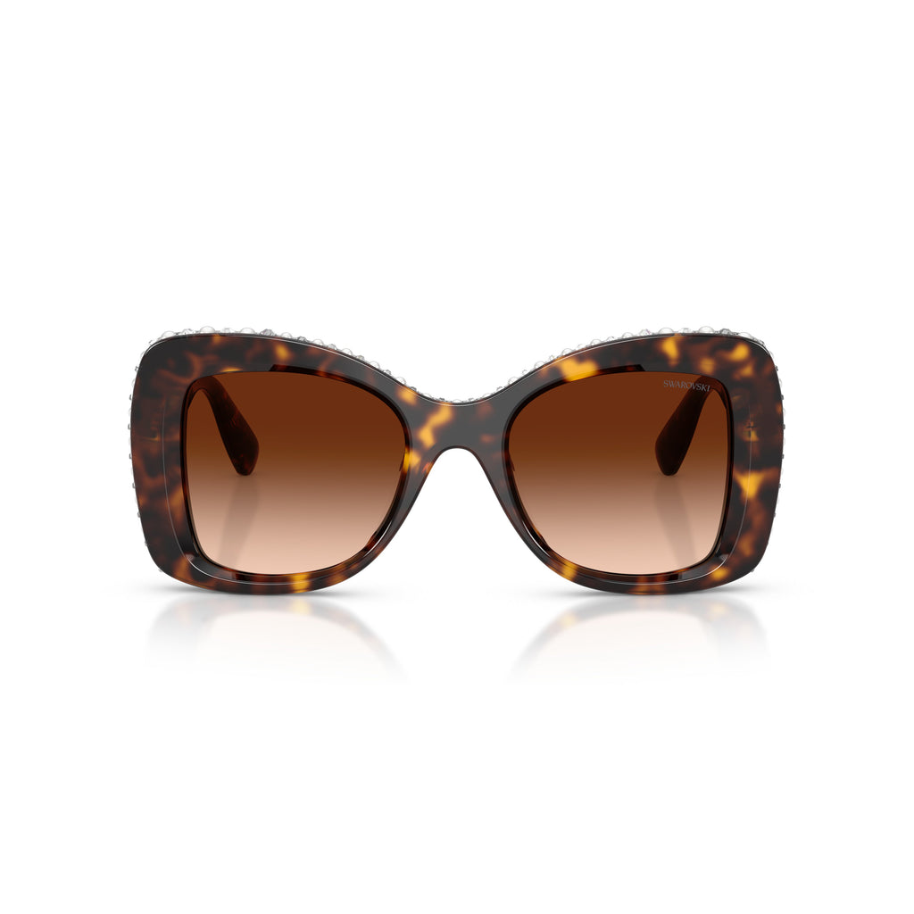 0Sk6062U Oversized Square Tortoiseshell Sunglasses with Crystal Accents