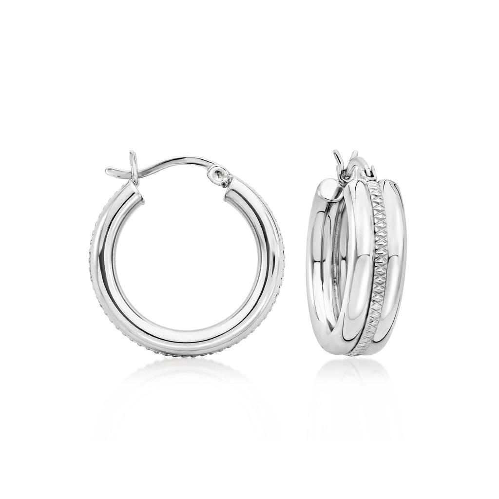 Ross-Simons Sterling Silver Striped Hoop Earrings