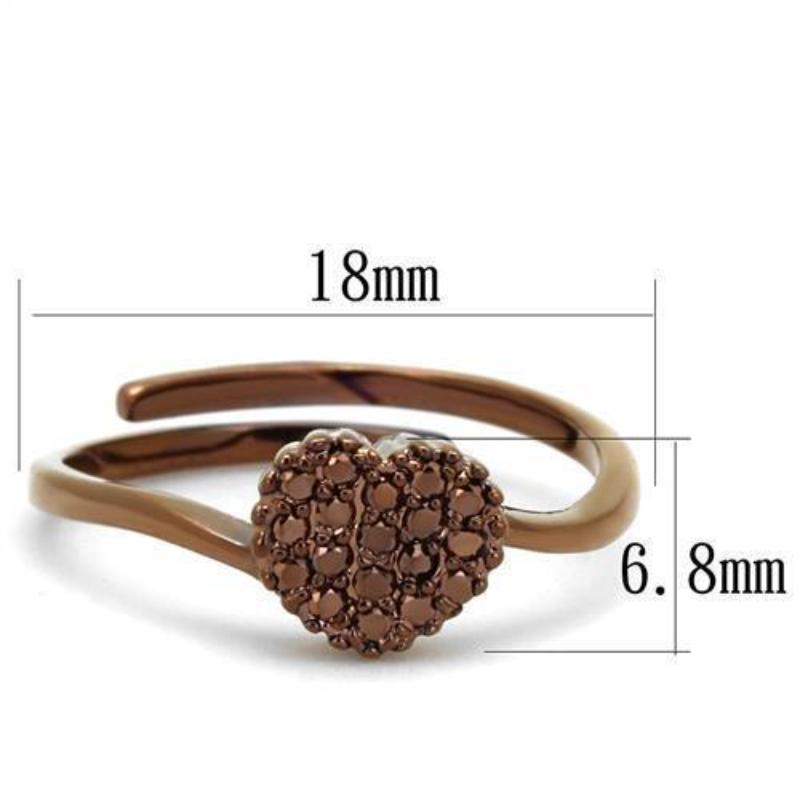 IP Coffee light Brass Ring with AAA Grade CZ in Light Coffee