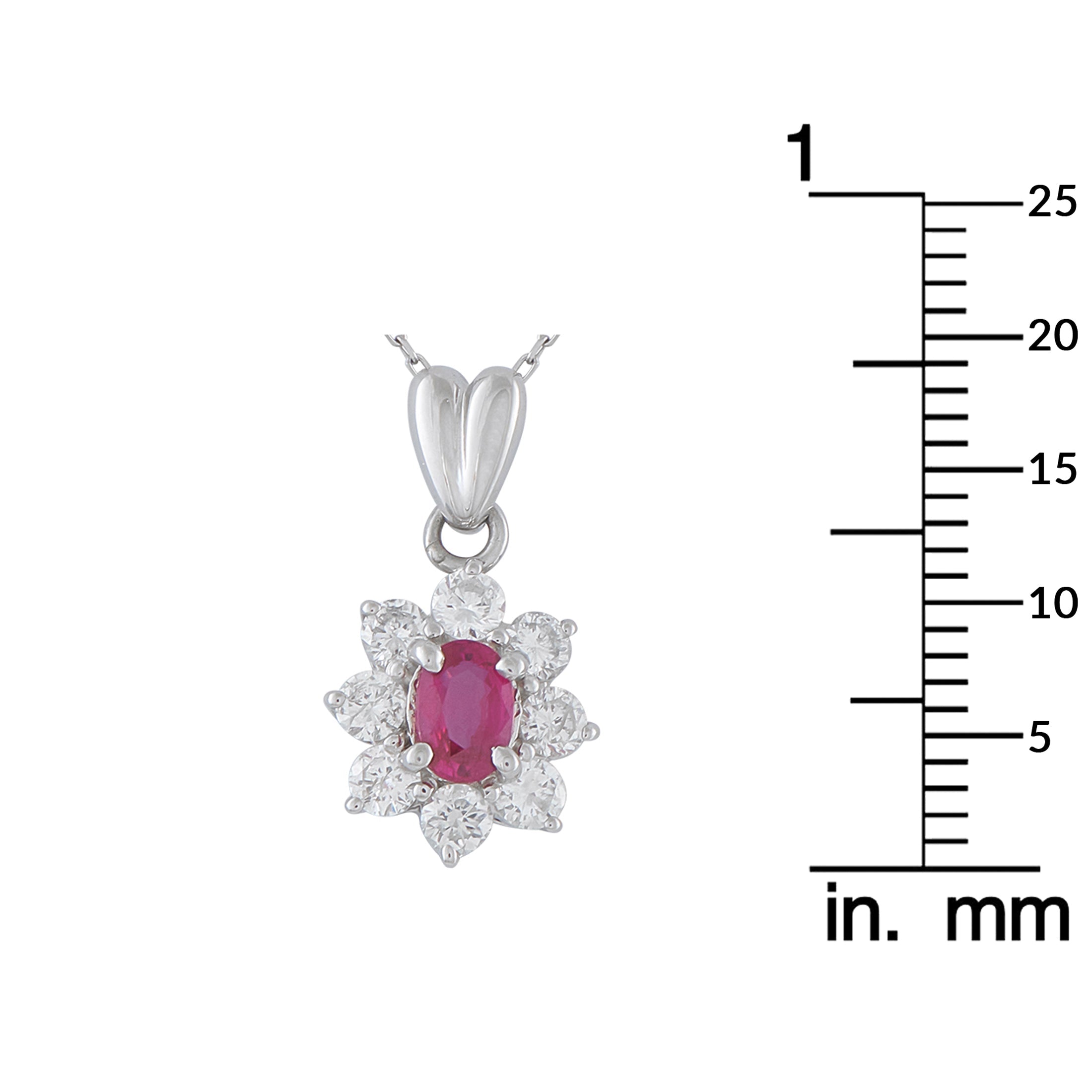 LB Exclusive Platinum 0.66ct Diamond and Ruby Pendant Necklace MF31-041426