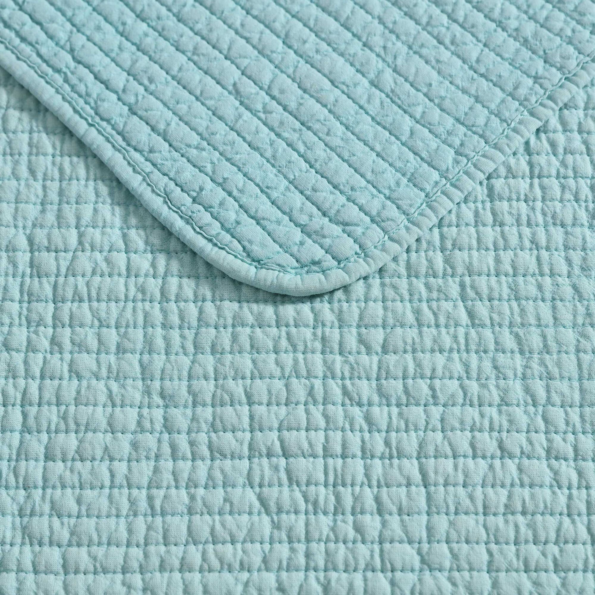 Nautica Seashore Stitch Green King Quilt Set