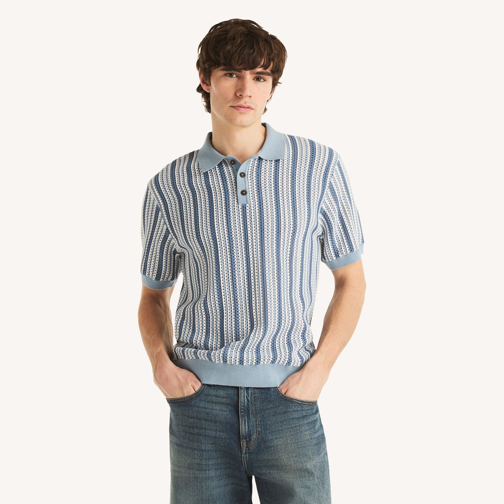 Nautica Mens Striped Sweater Polo