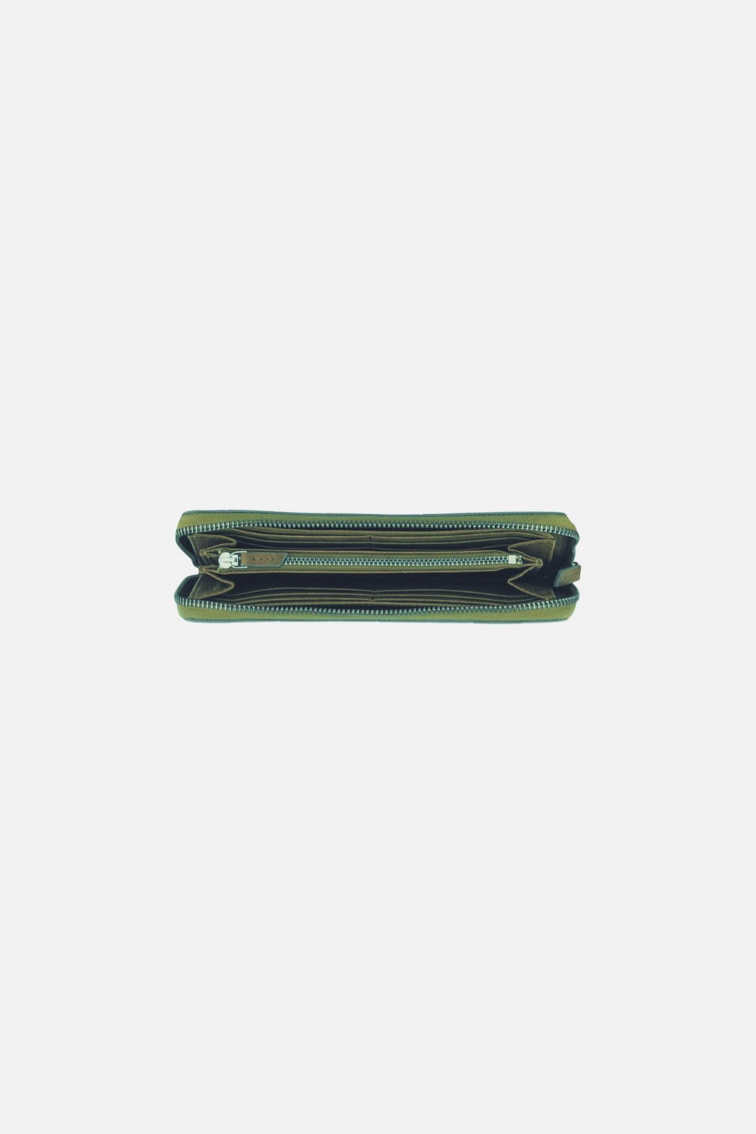 Women's Check Zip Around Wallet In Green