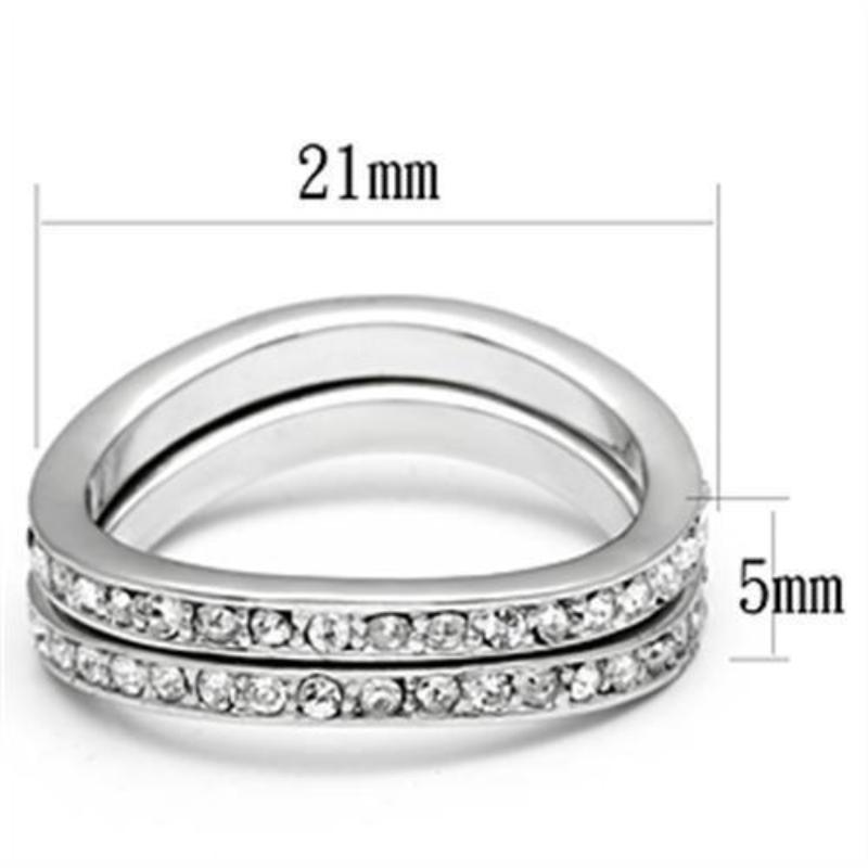 Rhodium Brass Ring with Top Grade Crystal in Clear