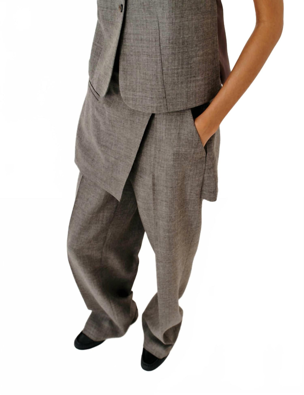 Pine Straight Leg Skirt Pants In Grey Melange