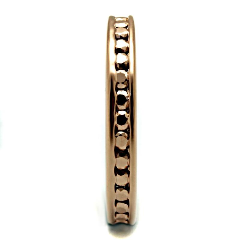 IP Rose Gold(Ion Plating) Brass Ring with AAA Grade CZ in Metallic Light Gold