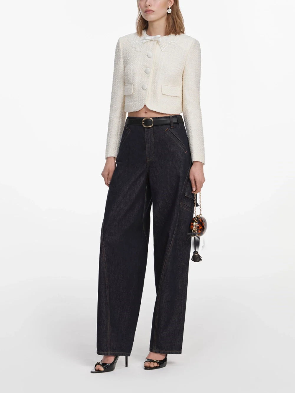 Self-Portrait Women Boucle Lace Collar Jacket