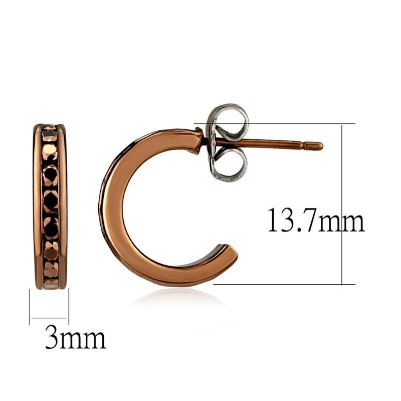 IP Coffee light Brass Earrings with Top Grade Crystal in Light Coffee