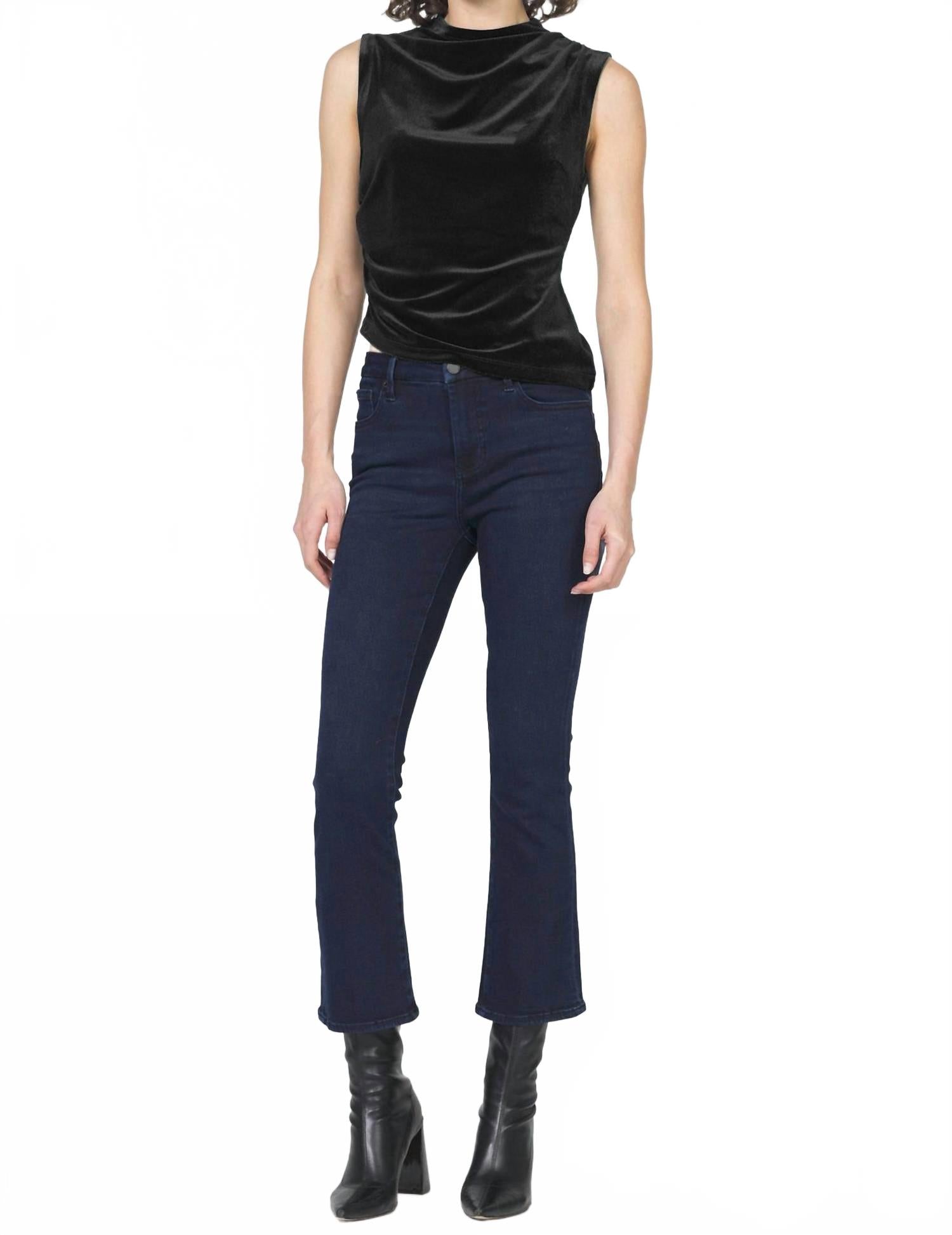 Shaunee Ruched Velvet Tank Top In Black