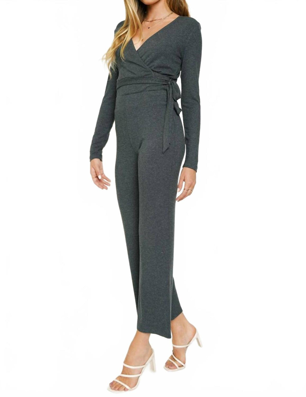High Waist Rib Pants In Deep Blue