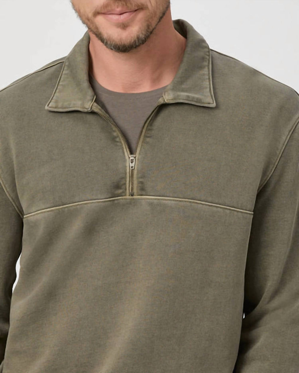 Davion Quarter Zip Pullover In Vintage White Sage