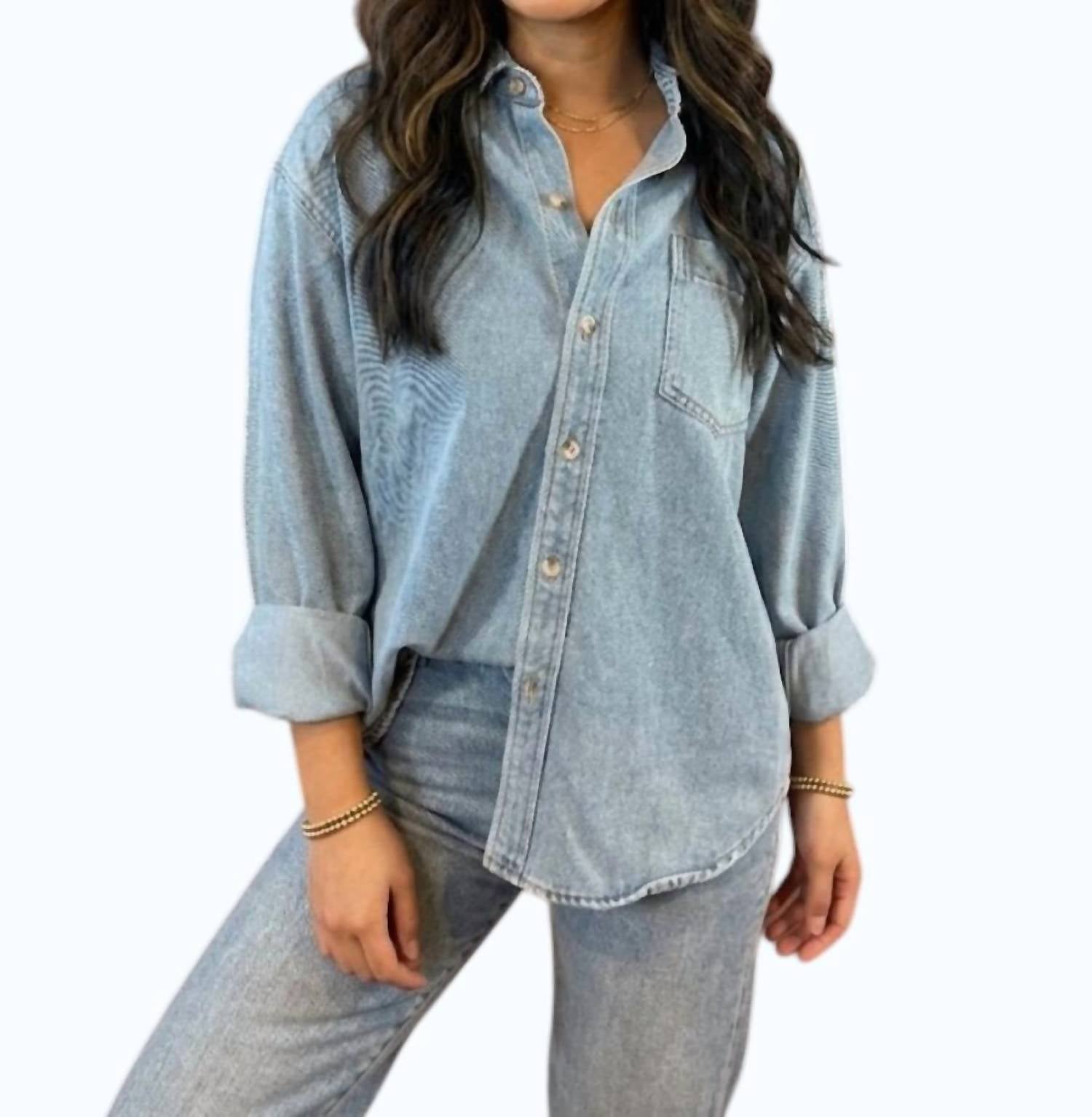 Pacey Oversized Shirt In Denim