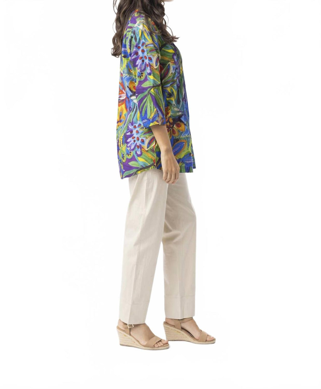 Zapallar Pleated Long Sleeve Top In Multi