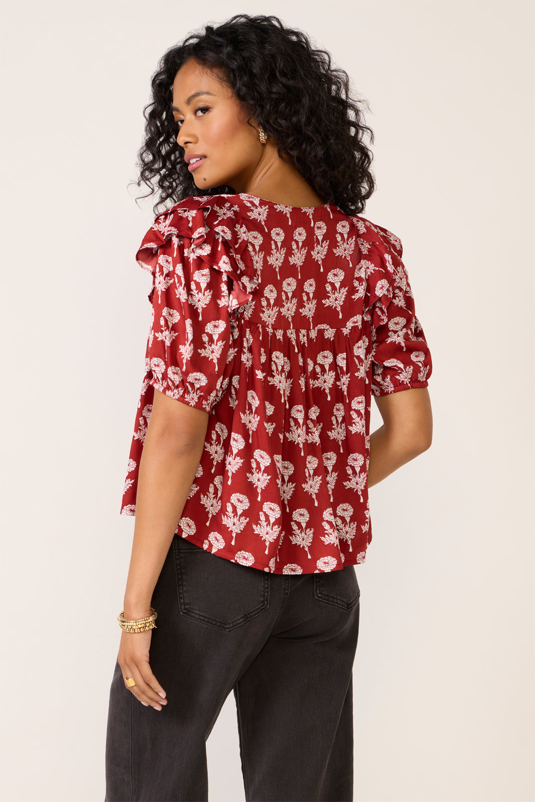 Women's Frill V Neck Isla Top