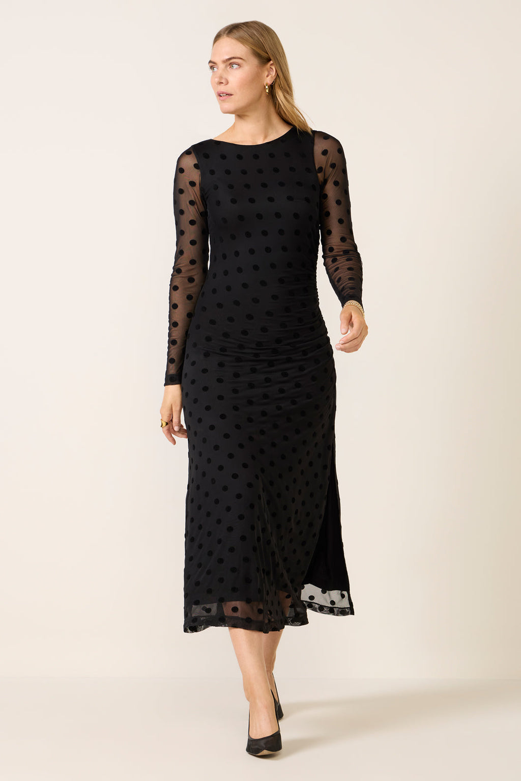 Women's Brinley Mesh Polka Dot Midi Dress