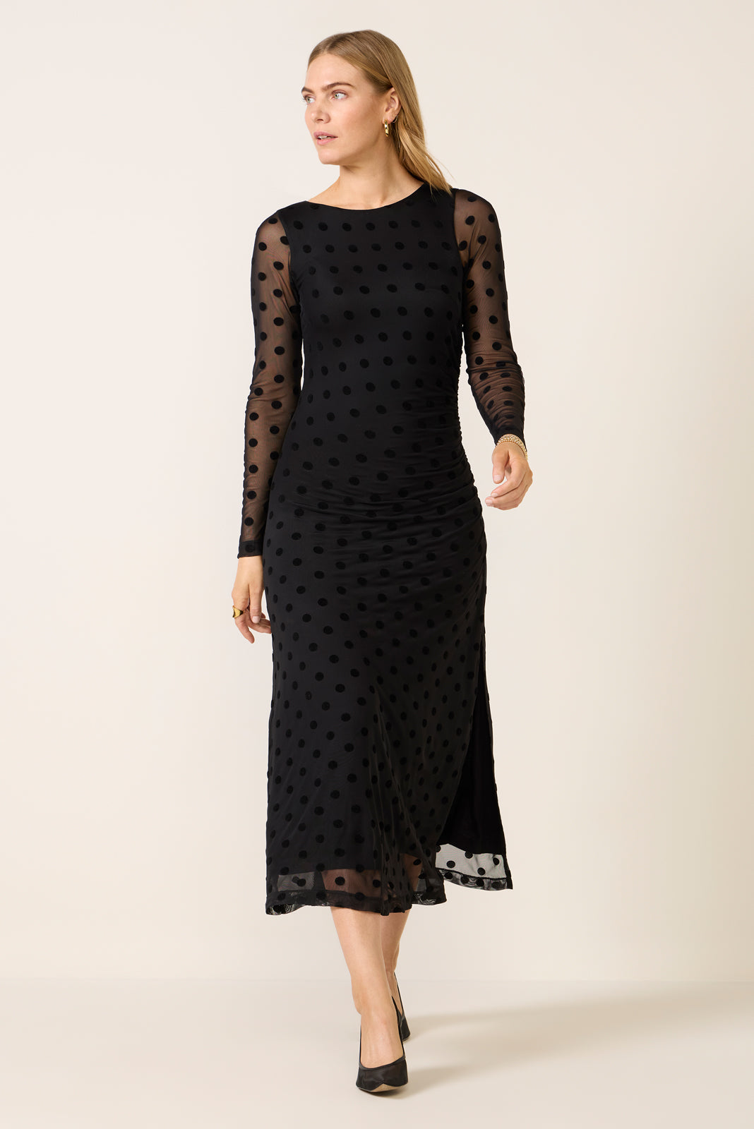 Women's Brinley Mesh Polka Dot Midi Dress