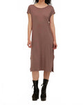 Alina Washed Midi Dress In Deep Taupe