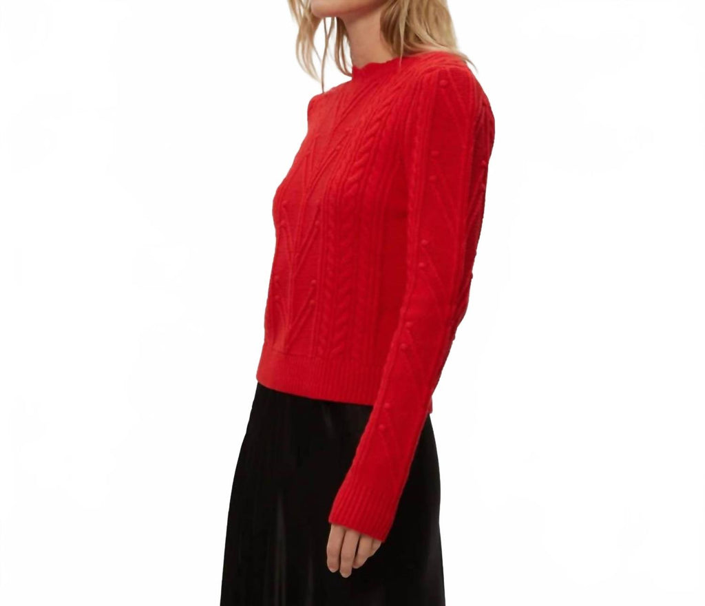 Pia Cable Knit Sweater In Cherry