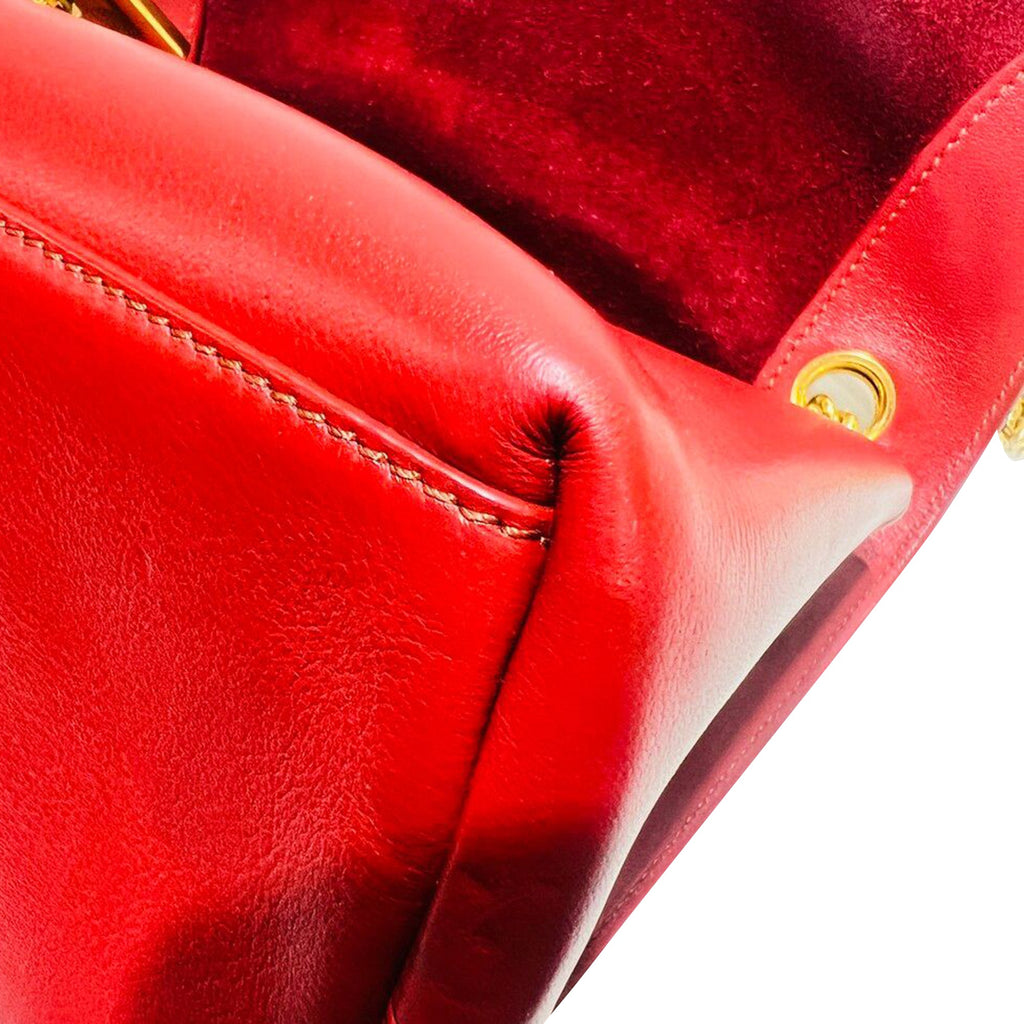Red Chain Flap Shoulder Bag
