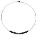 Ruthenium White Metal Necklace with Synthetic Synthetic Glass in Jet