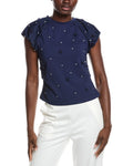 Gracia Puff Sleeve Rhinestone & Pearl Embellished Top