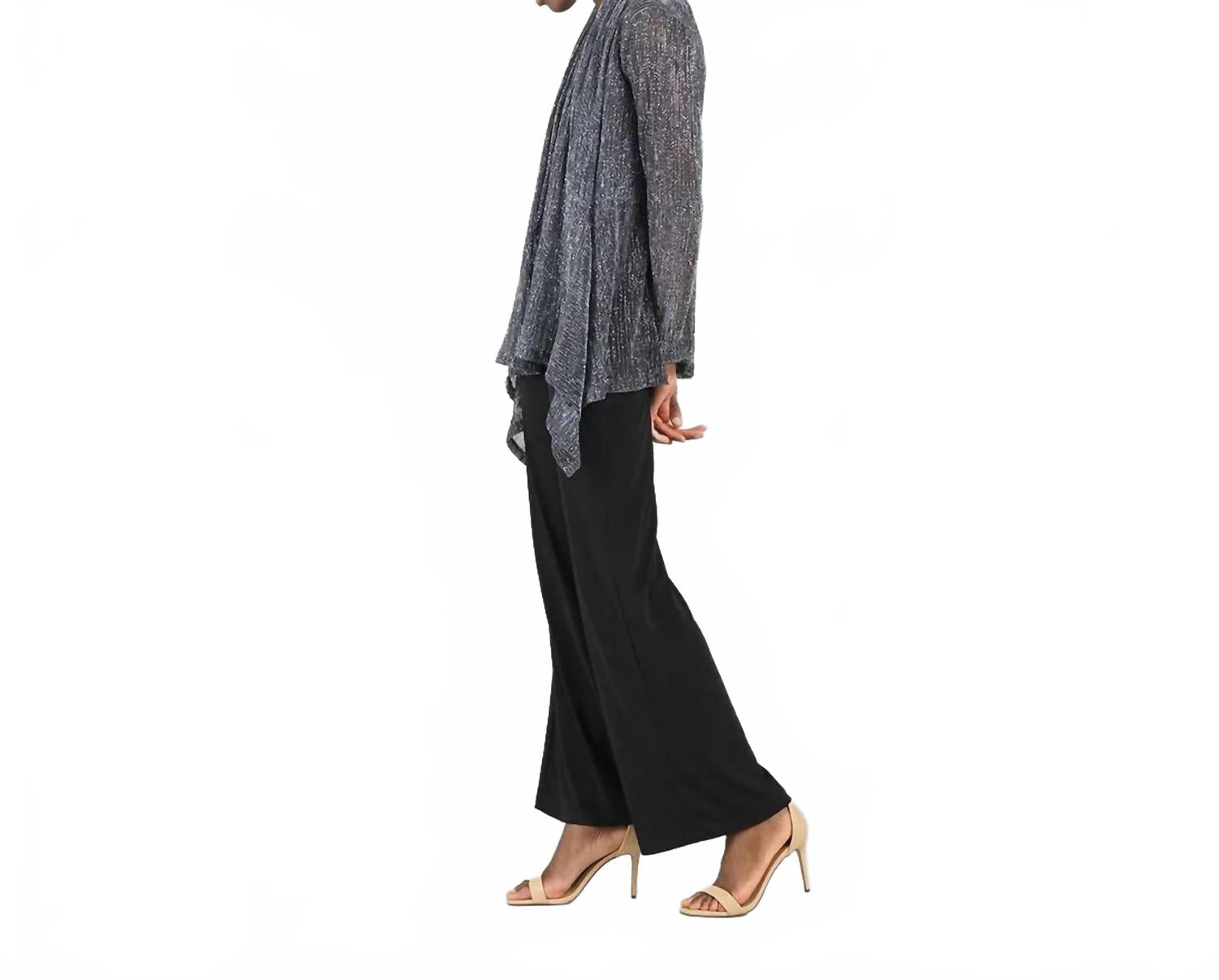 Drape Tunic Cardigan In Silver