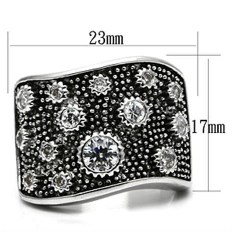 Rhodium Brass Ring with AAA Grade CZ in Clear