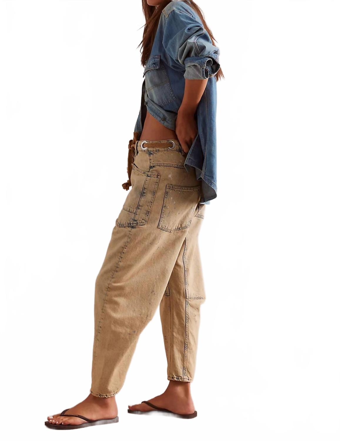 Moxie Low Slung Pull On Barrel Pants In Cowboy