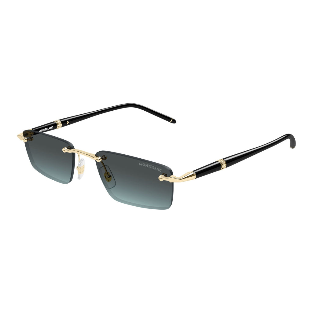 Rimless Rectangular Sunglasses With Gradient Lenses And Gold Accents