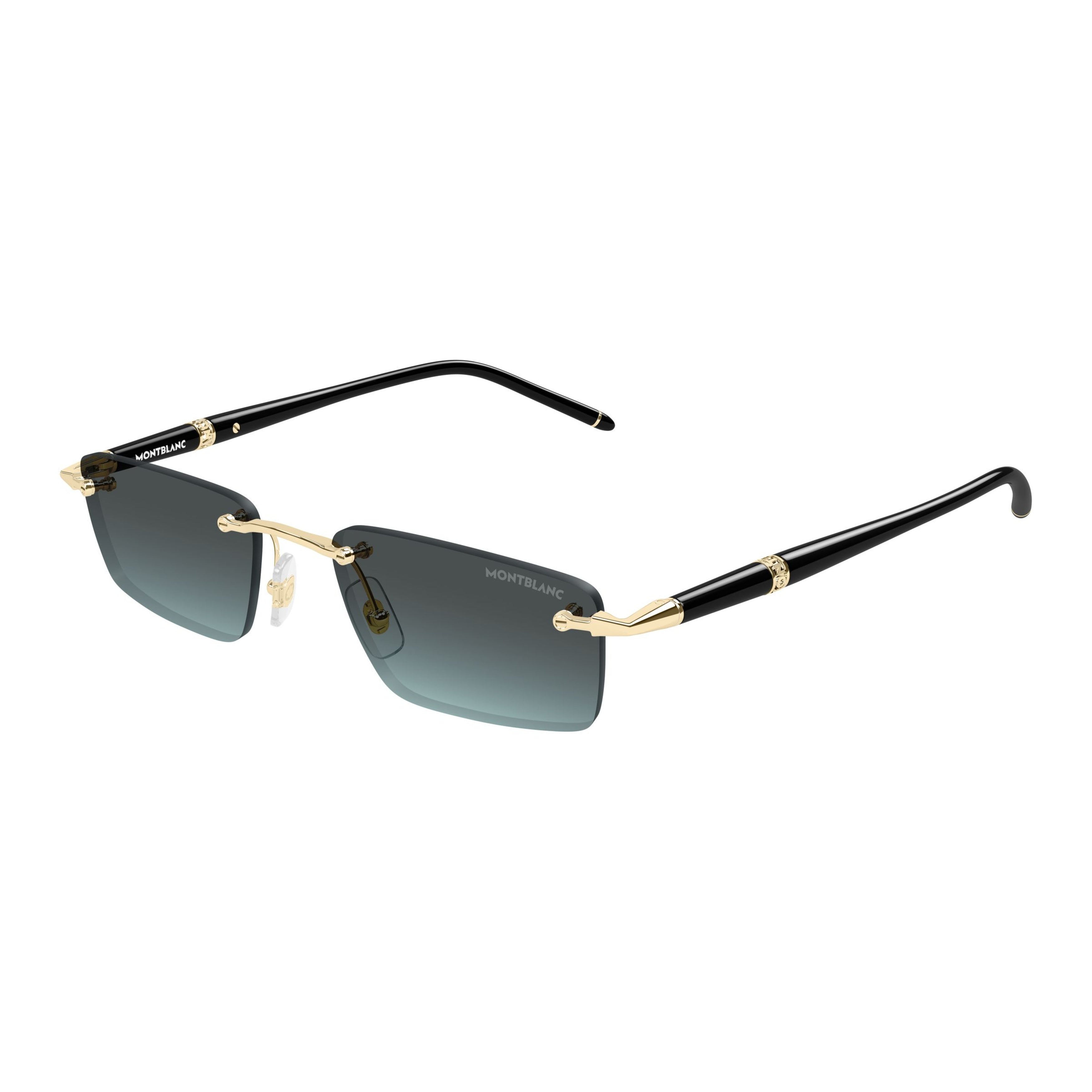 Rimless Rectangular Sunglasses With Gradient Lenses And Gold Accents