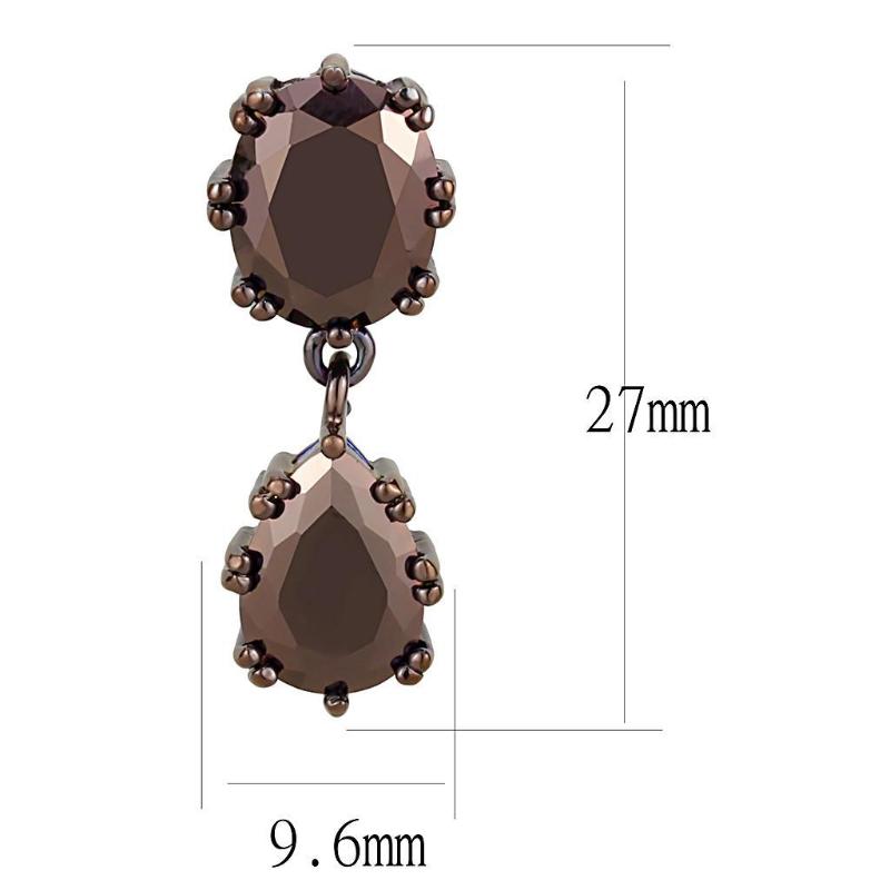 IP Coffee light Brass Earrings with AAA Grade CZ in Light Coffee