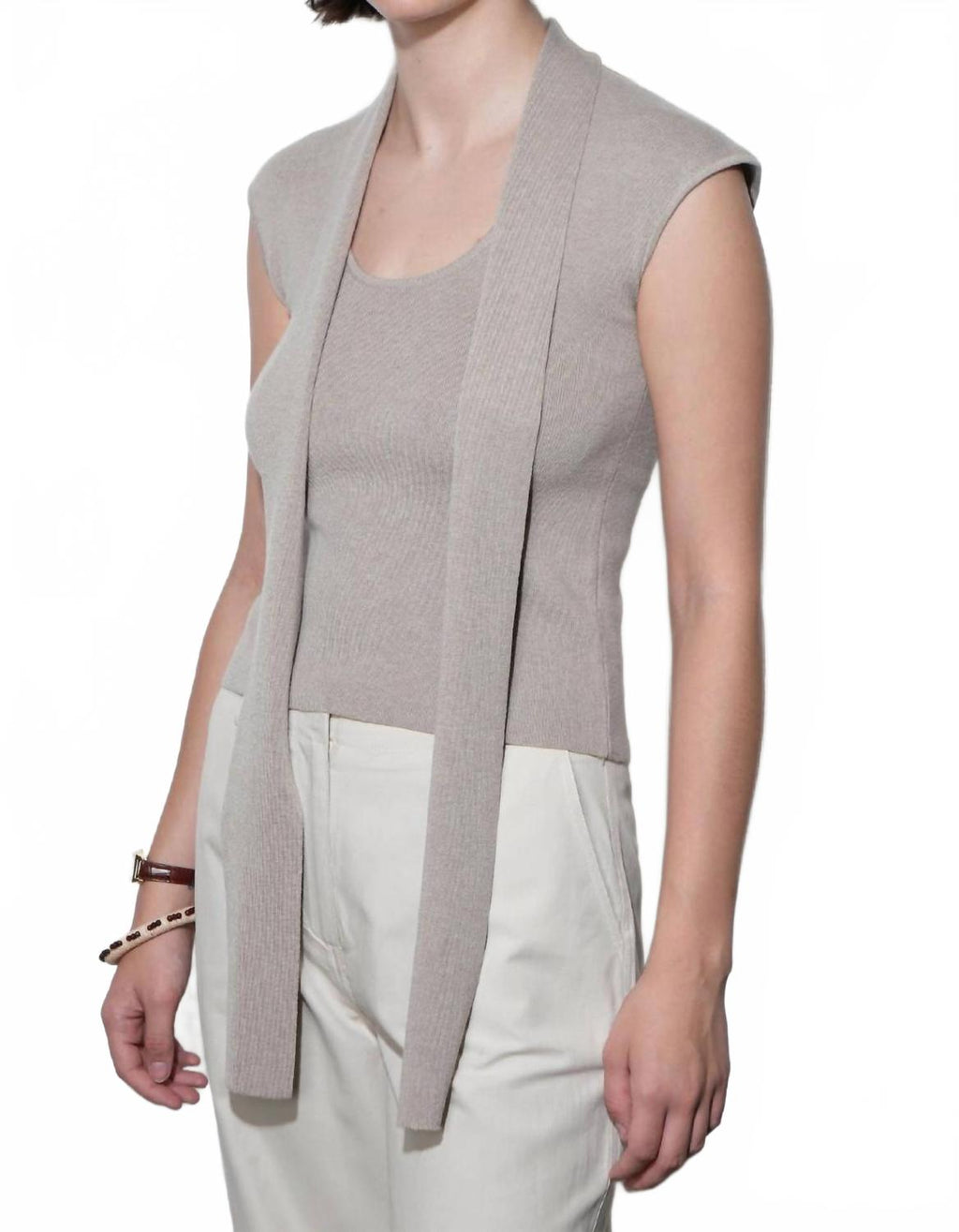 Hannah Scarf Knit Top In Oat