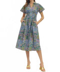 Impressionist Midi Dress In Blue