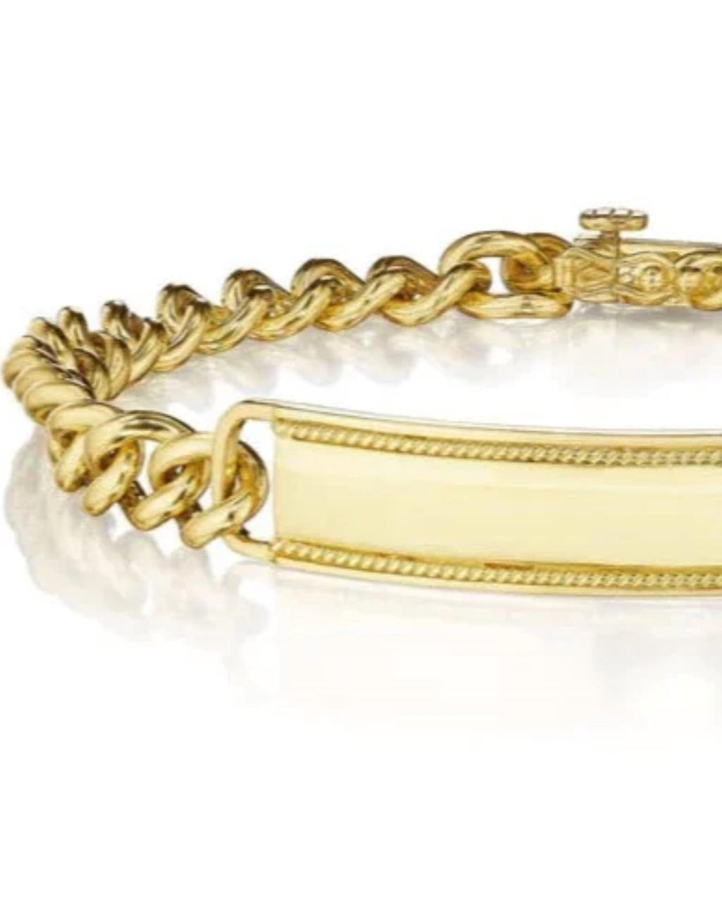 Women's Cuban Link Id Bracelet In Gold