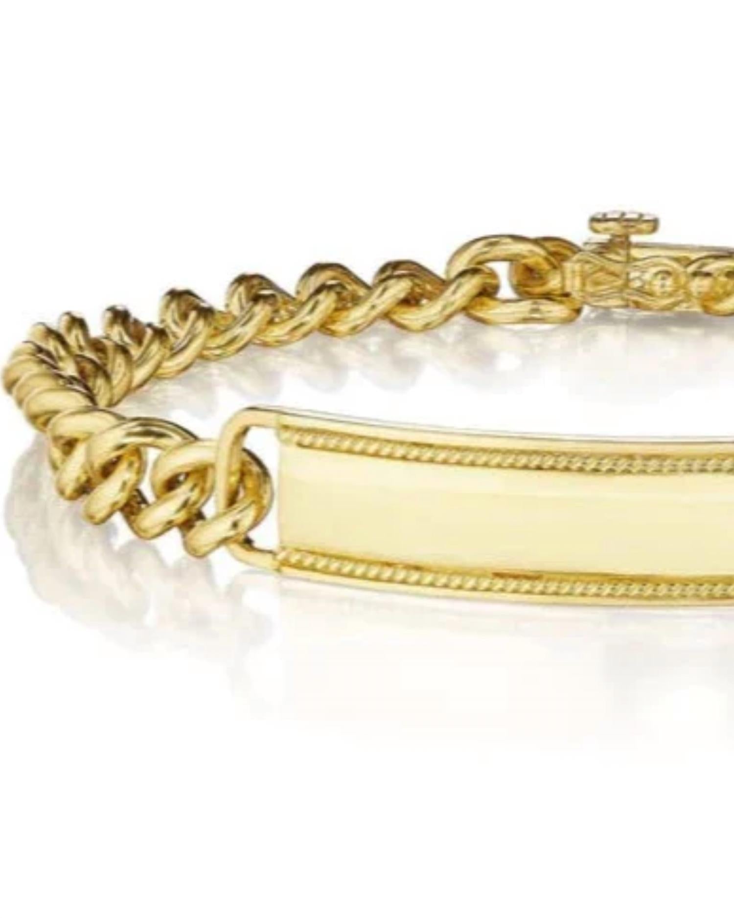 Women's Cuban Link Id Bracelet In Gold