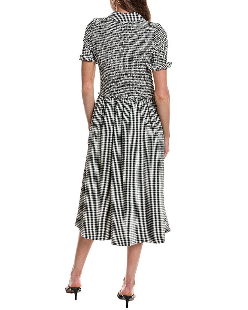 Design History Smocked Gingham Midi Dress