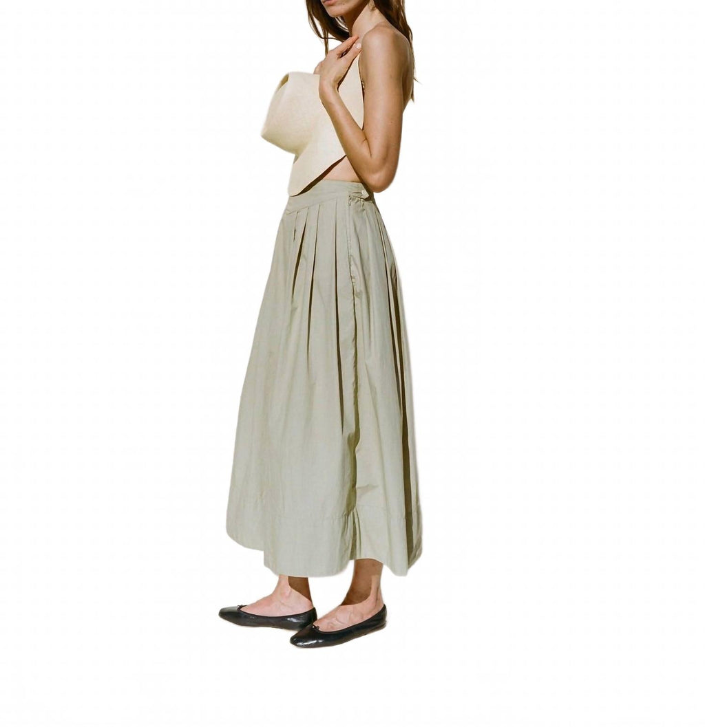 Bower Pleated Skirt In Greige