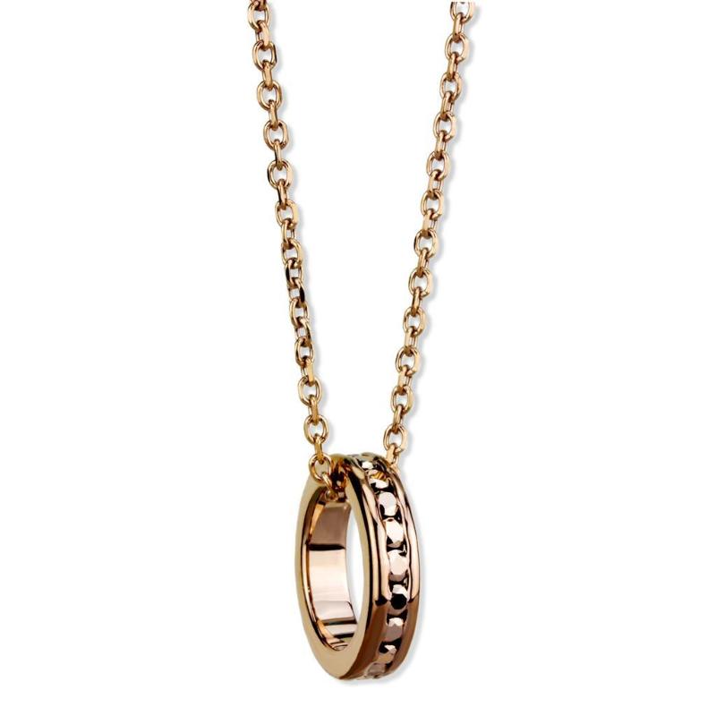 IP Rose Gold(Ion Plating) Brass Chain Pendant with Top Grade Crystal in Metallic Light Gold