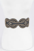 Faux Leather Metal Studded Plus Size Elastic Belt