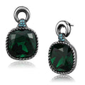 IP Light Black Stainless Steel Earrings with Top Grade Crystal in Emerald