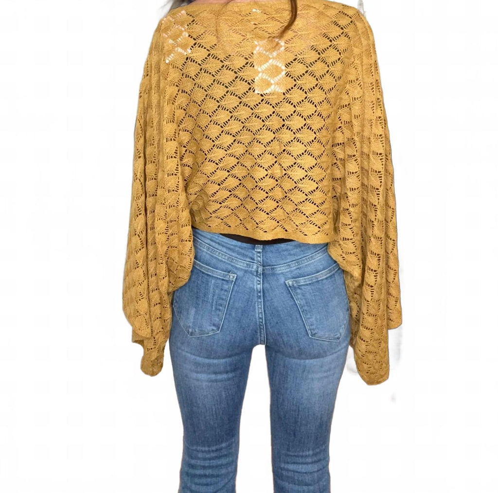 Free Spirit Bell Sleeve Top In Mustard