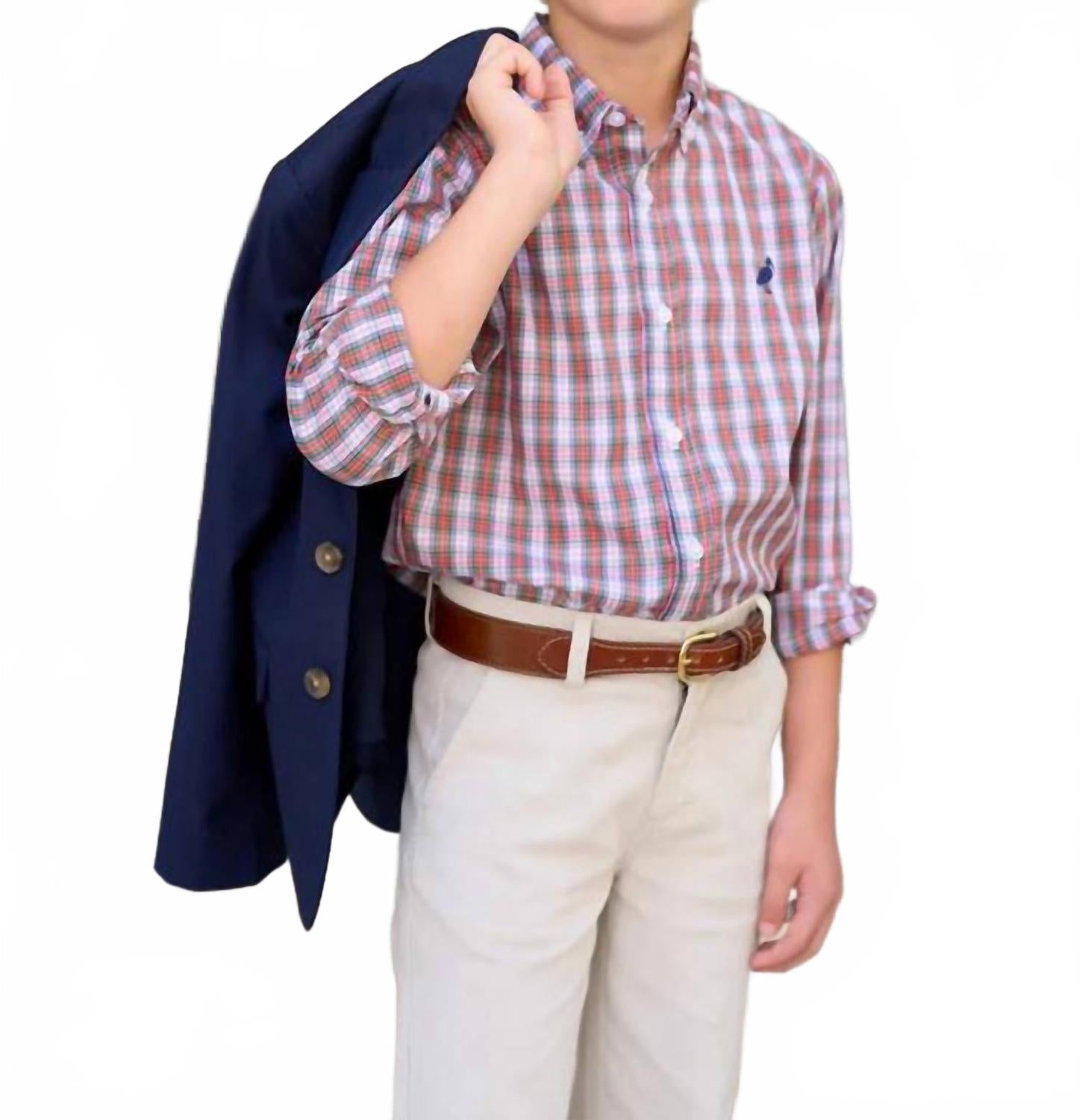 Prep School Pants In Keeneland Khaki With Nantucket Navy Stork