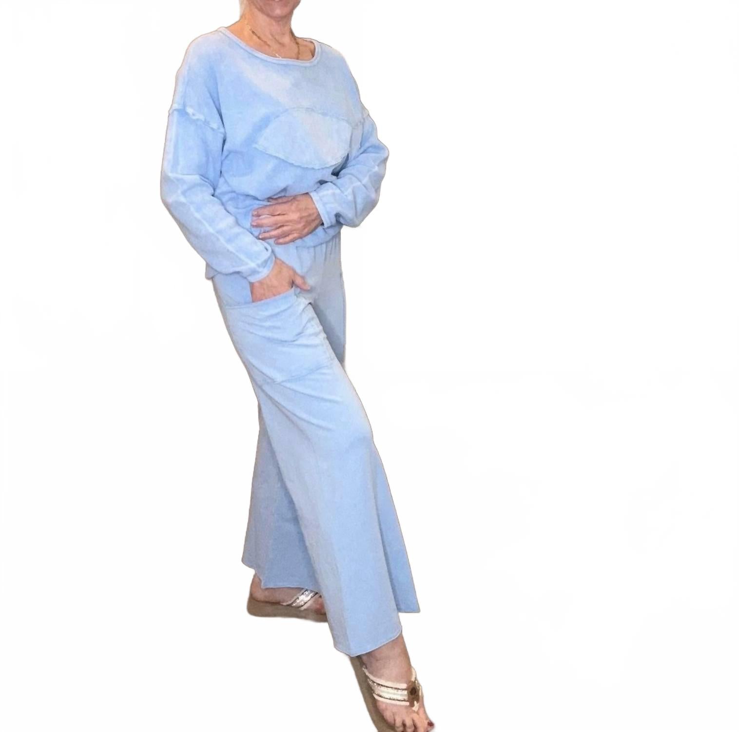 Coastal Catch Terry Bottoms In Sky Blue