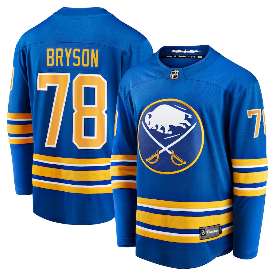 Men's Buffalo Sabres Jacob Bryson #78 Royal Replica jersey