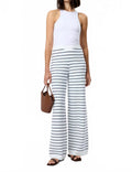 Marley Knit Striped Wide Leg Pants In White