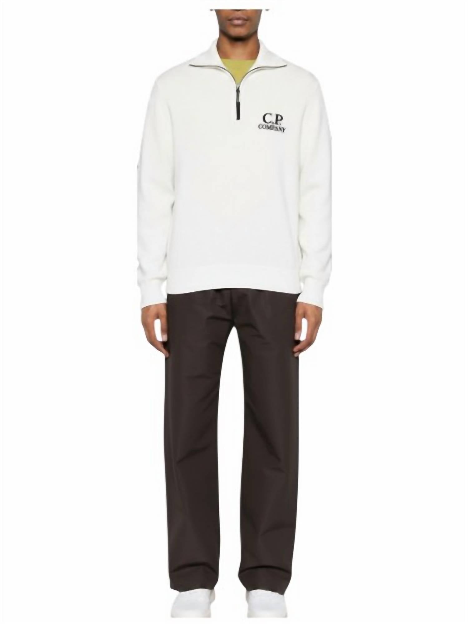 Fleece Half Zip Sweatshirt In White