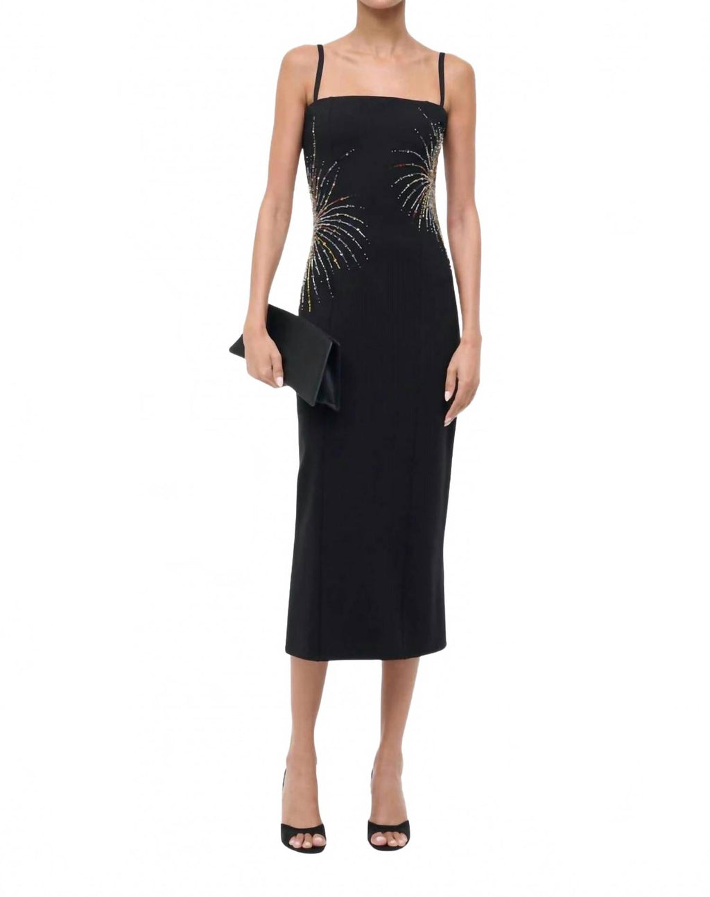 Britney Midi Dress In Black Firework