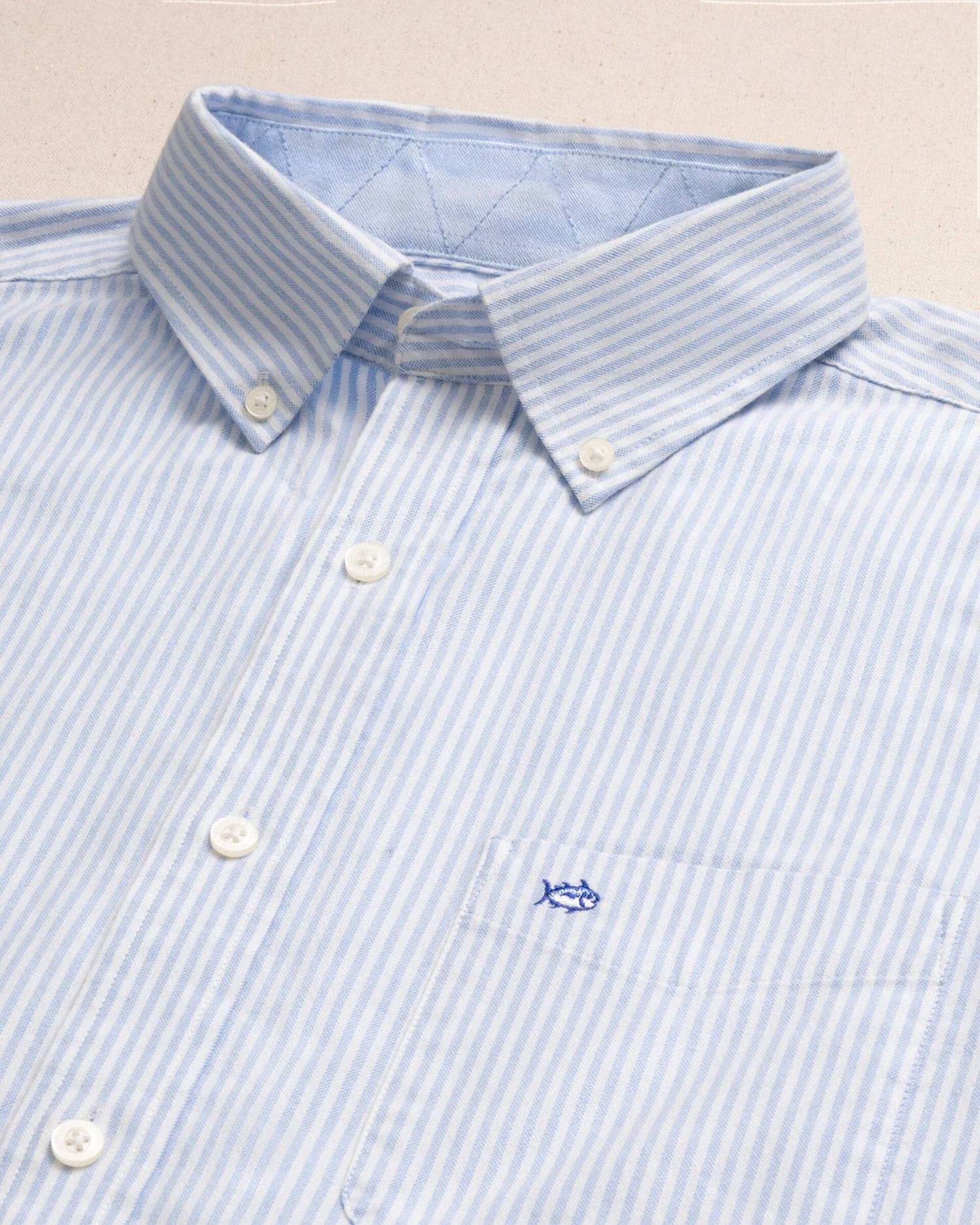 Men's Harborview Charleston Oxford Stripe Sport Shirt In Ocean Channel