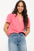 Women's Shelby Textured Split Neck Top